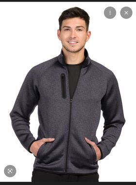 Tri Mountain Knit Zip Jacket Chest Zip Pocket Collar Neck Nwt Black